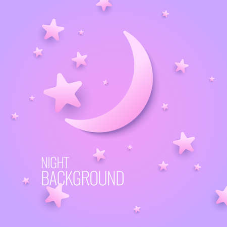 Beautiful background with the moon and stars in pastel colors. Vector illustrationのイラスト素材