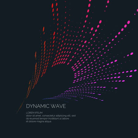 Vector abstract background with a colored dynamic waves, line and particles. Illustration suitable for design.のイラスト素材