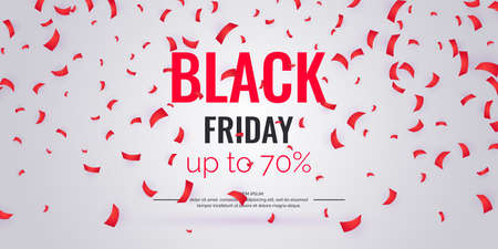 Black friday sale, abstract background with confetti. Vector template for design.のイラスト素材