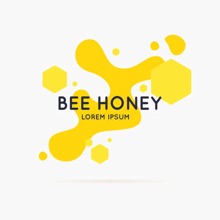 The template for the products of the apiary. Stylish vector poster for bee honey.のイラスト素材