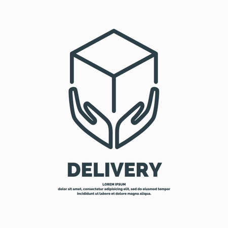 Linear icon for service on delivery and packaging of products. Vector illustration.のイラスト素材