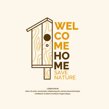 A conceptual poster with a picture of the birdhouse. Vector illustration in flat style.のイラスト素材