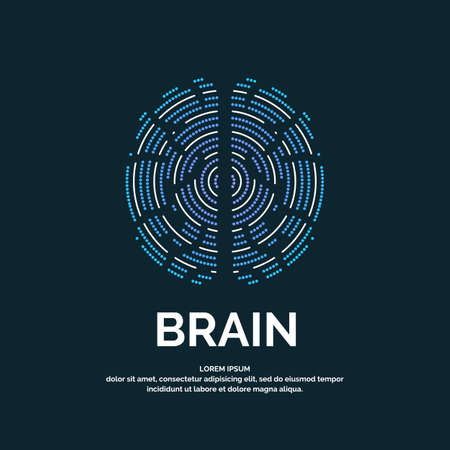 Vector brain colored silhouette on a dark background.のイラスト素材