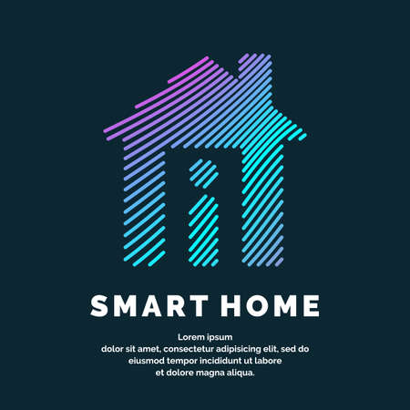 Modern minimalistic logo smart home. Vector image of badges for designのイラスト素材