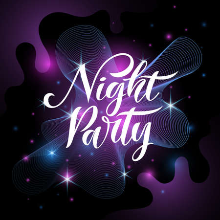 Fashion poster night party in abstract style. The illustration universe and stars in space. Vector background.のイラスト素材