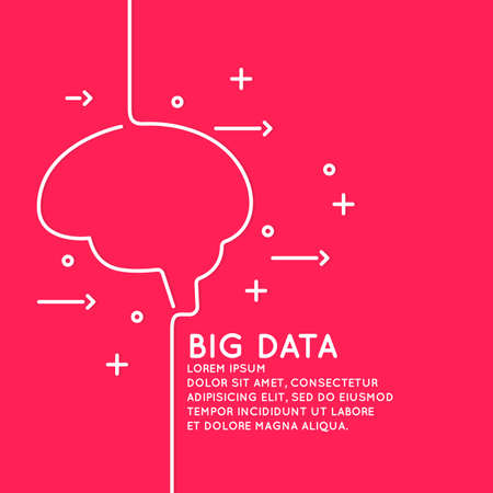 Big data in a linear style. Vector illustration on a red background.のイラスト素材