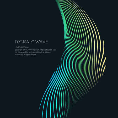 Bright abstract background with a dynamic waves of minimalist style. Vector illustration for website designのイラスト素材