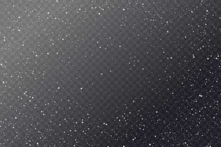 Vector realistic snowfall against a dark background. Transparent elements for winter cards and poster.のイラスト素材
