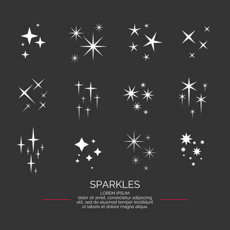 Set sparkles star. Vector elements on the dark background.のイラスト素材