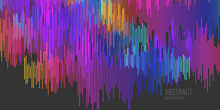 Vivid illustration with elements of glitch. Colored stripes on dark background. Vector illustration.のイラスト素材