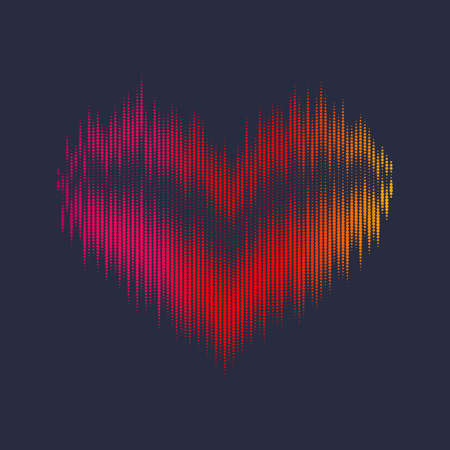 Musical waves in the shape of a heart in the background. Vector illustrationのイラスト素材