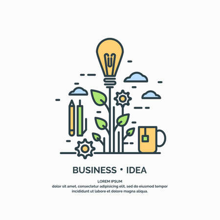 Linear poster of Business idea. Vector illustrationのイラスト素材