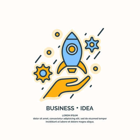 Linear poster of Business idea. Vector illustrationのイラスト素材