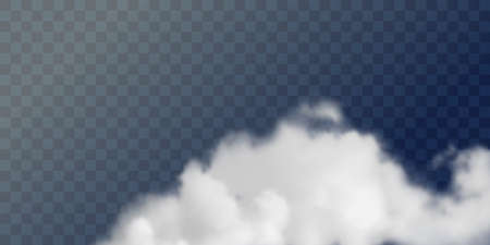 Transparent white cloud in the background. Realistic vector illustration.のイラスト素材