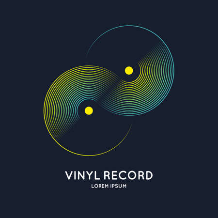 Poster of the Vinyl record. Vector illustration music on dark background.のイラスト素材
