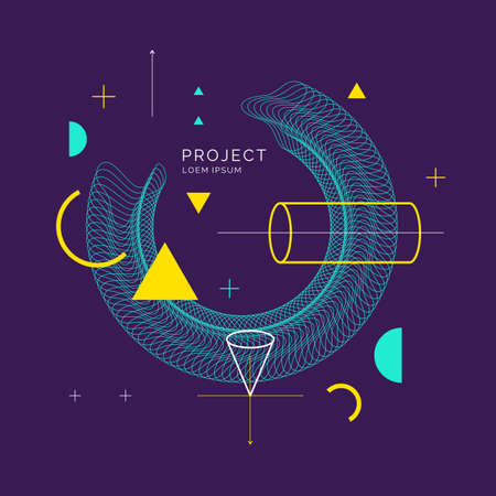 Trendy abstract art geometric background with flat, minimalistic Memphis style. Vector poster with elements for designのイラスト素材