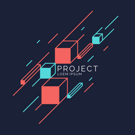 Trendy abstract art geometric background with flat, minimalistic Memphis style. Vector poster with elements for designのイラスト素材