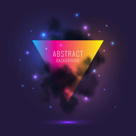 The geometric shape is enveloped in black smoke. Vector poster for placing text.のイラスト素材