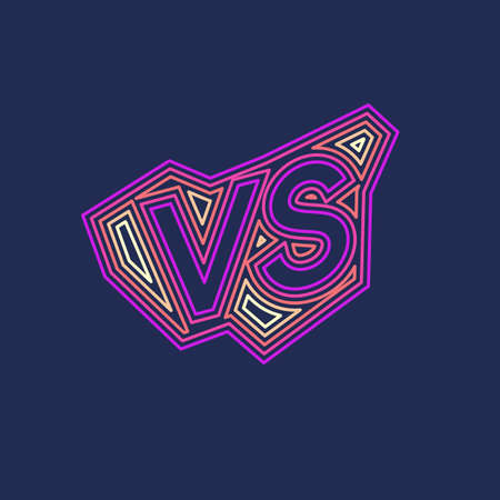 Bright poster symbols of confrontation VS, can be the same logo. Vector illustration on dark background with a trendy minimalist style.のイラスト素材