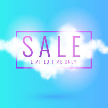 Modern sale poster with realistic clouds in the background. Vector illustrationのイラスト素材