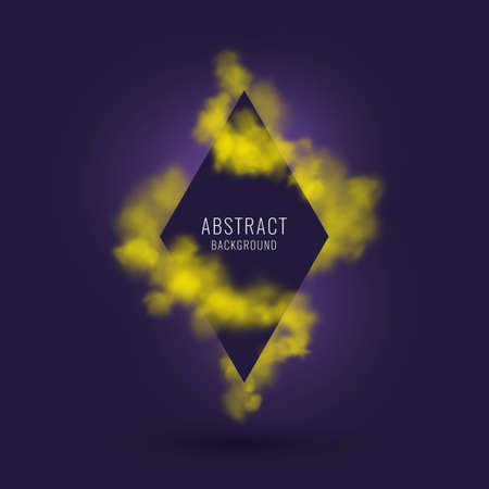The geometric shape is enveloped in yellow smoke. Vector poster for placing text.のイラスト素材