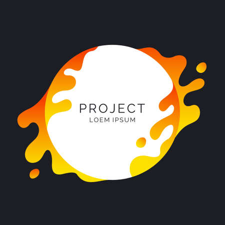 Modern frame on dark background. Bright poster with dynamic splashes. Vector illustration minimal flat styleのイラスト素材