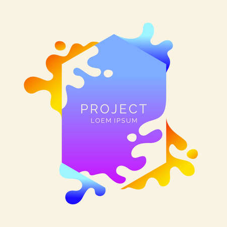 Modern frame on white background. Bright poster with dynamic splashes. Illustration minimal flat styleのイラスト素材