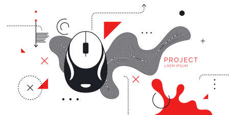 Modern poster Digital art. Abstract shapes and splashes on white background. Vector illustration.のイラスト素材