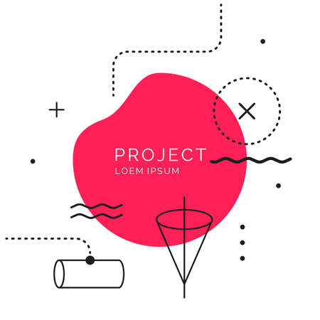 Trendy abstract art geometric background with flat, minimalistic Memphis style. Vector poster with elements for designのイラスト素材