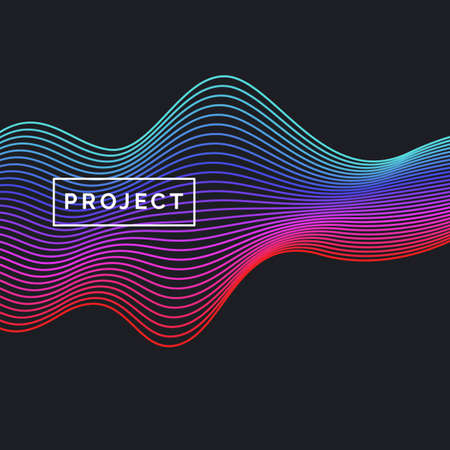 Bright poster with dynamic waves vector illustration flat style.のイラスト素材