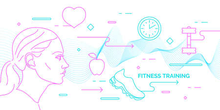 Modern flat illustration fitness training. Vector banner.のイラスト素材