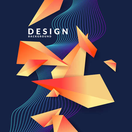 Abstract background with dynamic linear waves. Vector illustration in flat minimalistic style