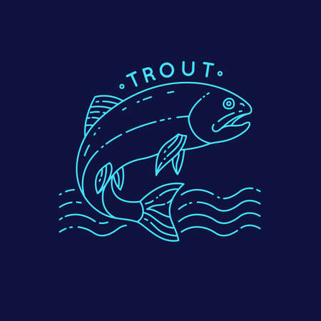 Trout fish jumping out of the water.のイラスト素材