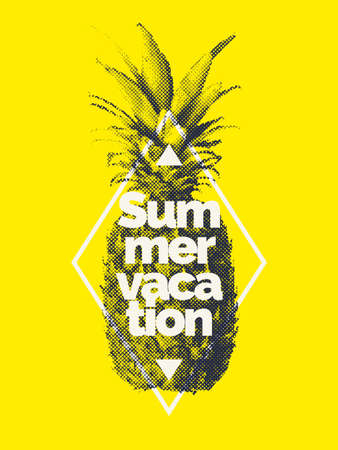 Fashionable modern poster with pineapple, summer vacationのイラスト素材