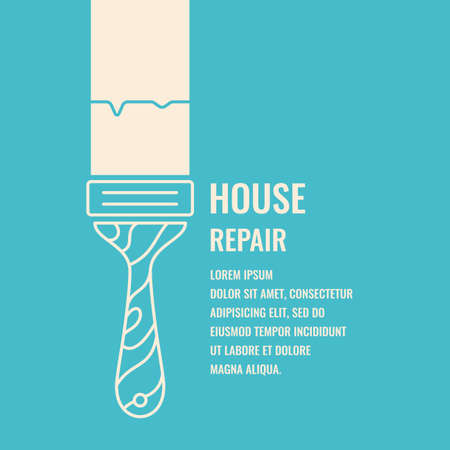 Hand tools for home renovation and construction. Linear House repair poster. Vector illustration and template.のイラスト素材