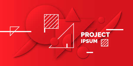 Modern collage of simple geometric shapes. Abstract composition and background for the poster. Vector illustration.のイラスト素材