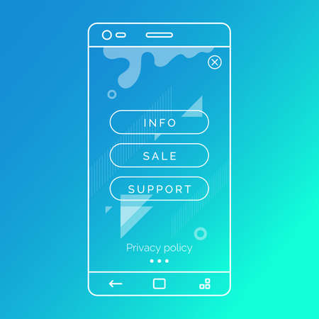 Abstract background for mobile applications. Linear illustration of a smartphone. Vector illustrationのイラスト素材
