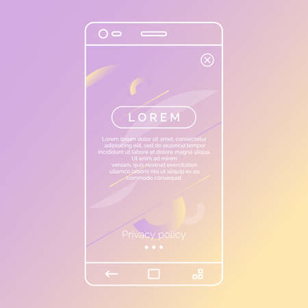 Abstract background for mobile applications. Linear illustration of a smartphone. Vector illustrationのイラスト素材
