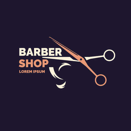 emblem for the Barber shop. Elements to cutting and styling hair. Vector illustration.のイラスト素材