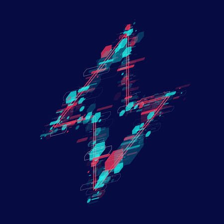 The sign of the energy. The colored zipper of the dynamic shapes on a dark background. Bright vector illustrationのイラスト素材