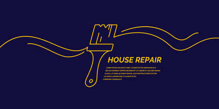 Hand tools for home renovation and construction. Linear House repair poster. Vector illustration and template.のイラスト素材