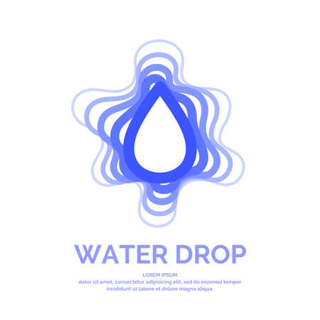 Modern line vector logo of the water drop. Illustration in a minimalistic style on a dark backgroundのイラスト素材