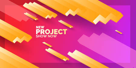 Modern abstract background. Banner with waves of different sizes and with three-dimensional geometric shapes, Vector illustration.のイラスト素材