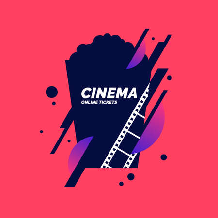Colorful poster cinema. Bright vector illustration in flat styleのイラスト素材