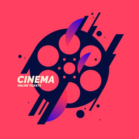 Colorful poster cinema. Bright vector illustration in flat styleのイラスト素材