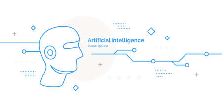 Artifical intelligence, conceptual poster. The analytical system. Vector illustrationのイラスト素材