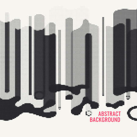 Monochrome printing raster. Abstract vector halftone background. Black and white texture of dots.のイラスト素材