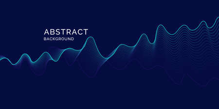 Vector abstract background with dynamic waves, line and particles. Illustration suitable for design