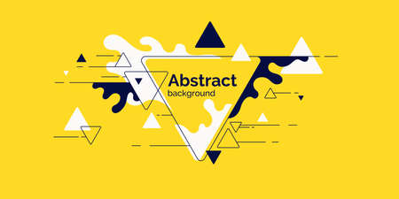 Abstract blobs and geometric shapes on a yellow background. Vector illustrationのイラスト素材