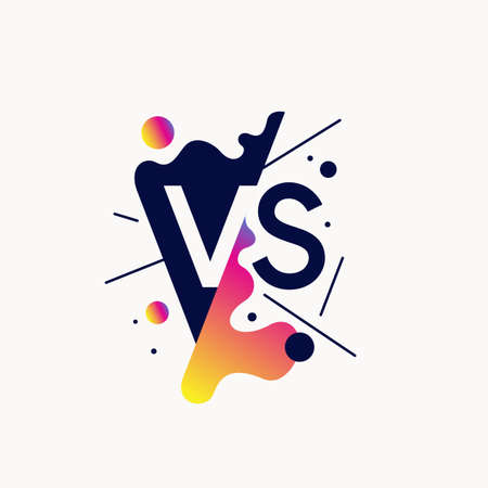 Bright poster symbols of confrontation VS, can be the same emblem. Vector illustration on a color...
